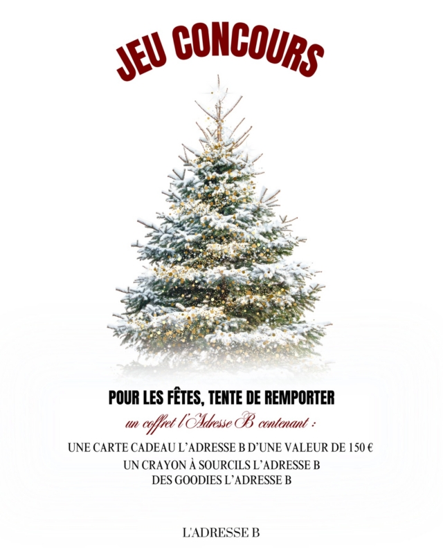 🎄✨ Chez l’Adresse B, la magie de Noël, s’invite dans votre feed ! ✨🎄

C’est le moment parfait pour célébrer la beauté, la douceur et le partage… et vous gâter comme il se doit 🩷

Pour participer :

❤️ Like ce post
💬 Commente en mentionnant 2 amis
🔄 Partage en story pour répandre un peu de magie et augmenter tes chances
*Prérequis : tu dois être abonné(e) à notre compte Instagram 🫶🏼

🎅🏼TIRAGE AU SORT LE 24 DÉCEMBRE🎅🏼

Bonne chance à tous, et que l’esprit de Noël illumine votre beauté ✨🎁